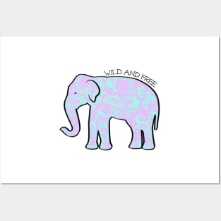 "Wild and Free" Pastel Lace Elephant Posters and Art